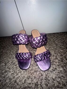ShuShop Metallic Lavender Braided Double-Strap Slide Sandals - Women